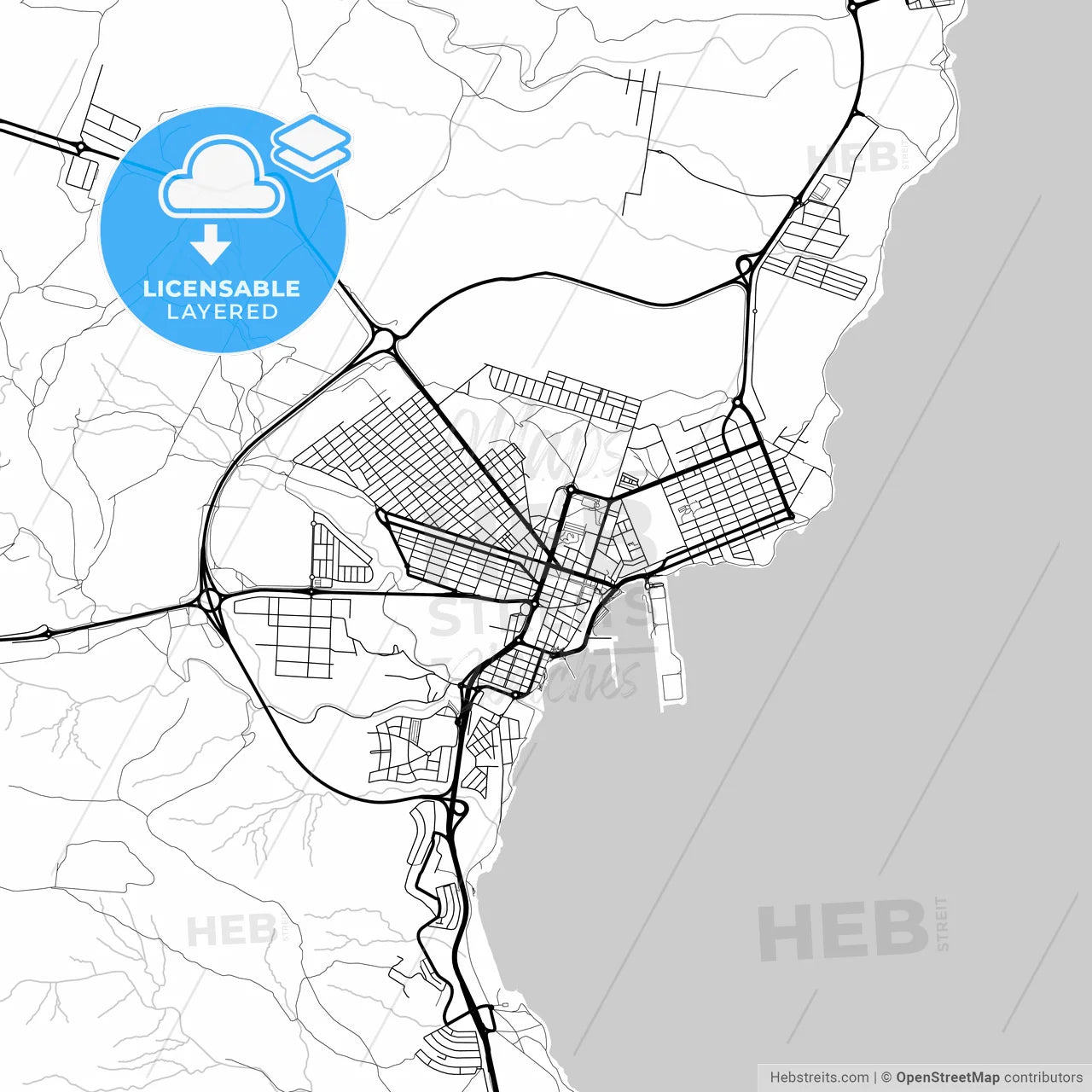 Layered PDF map of Puerto del Rosario, Las Palmas, Spain