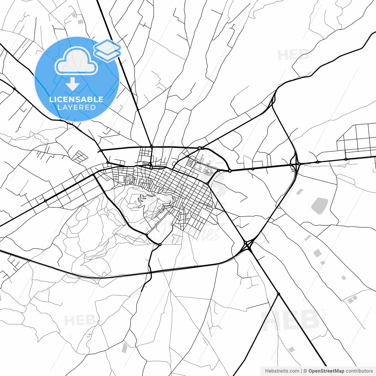 Layered PDF map of Yecla, Murcia, Spain