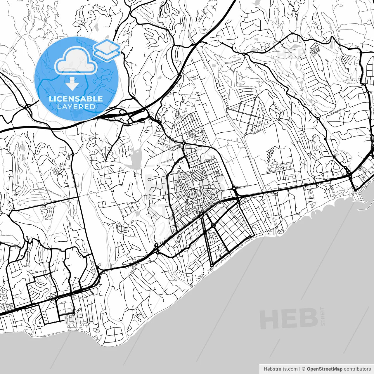 Layered PDF map of San Pedro de Alcántara, Málaga, Spain