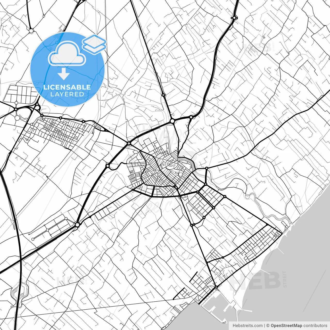 Layered PDF map of Burriana, Castellón, Spain