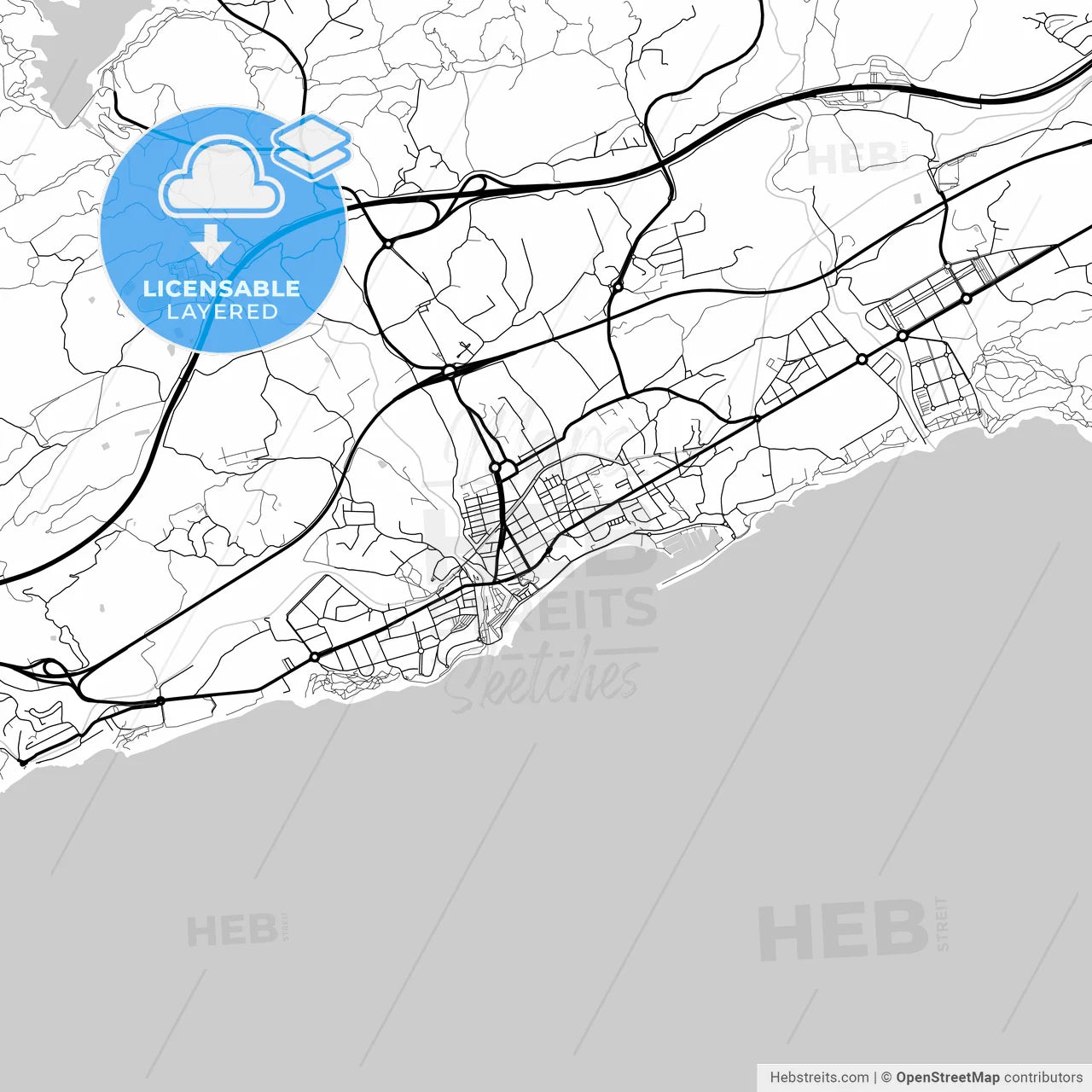 Layered PDF map of Villajoyosa, Alacant, Spain