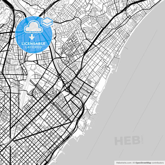 Layered PDF map of Sant Adrià de Besòs, Barcelona, Spain