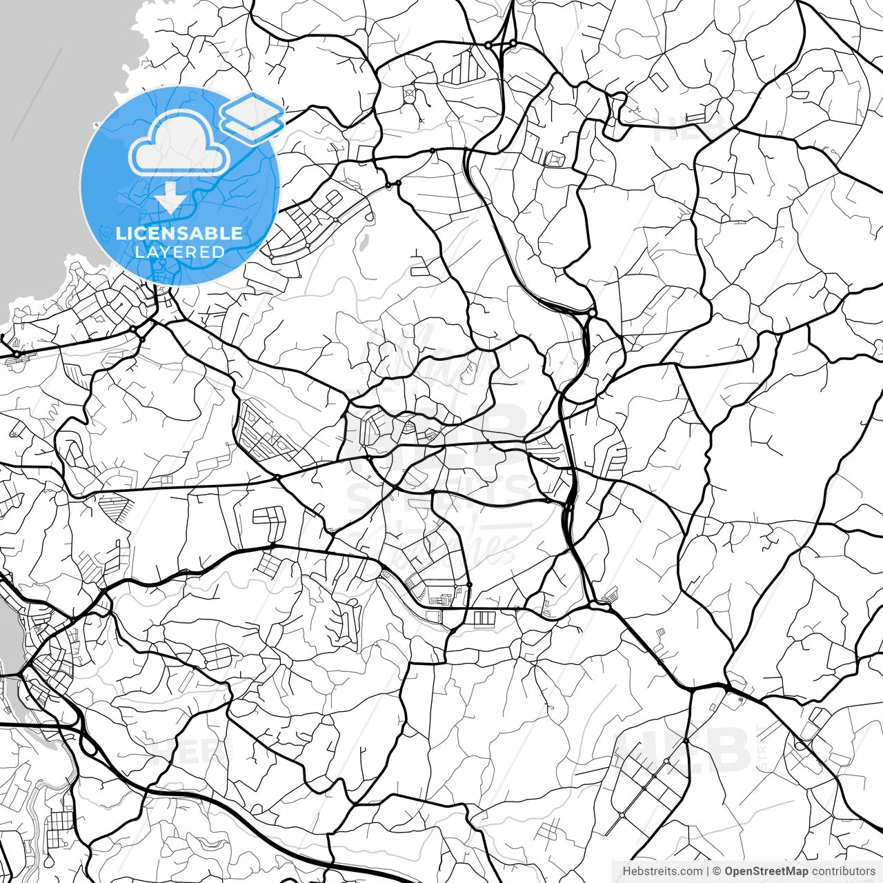 Layered PDF map of Oleiros, A Coruña, Spain