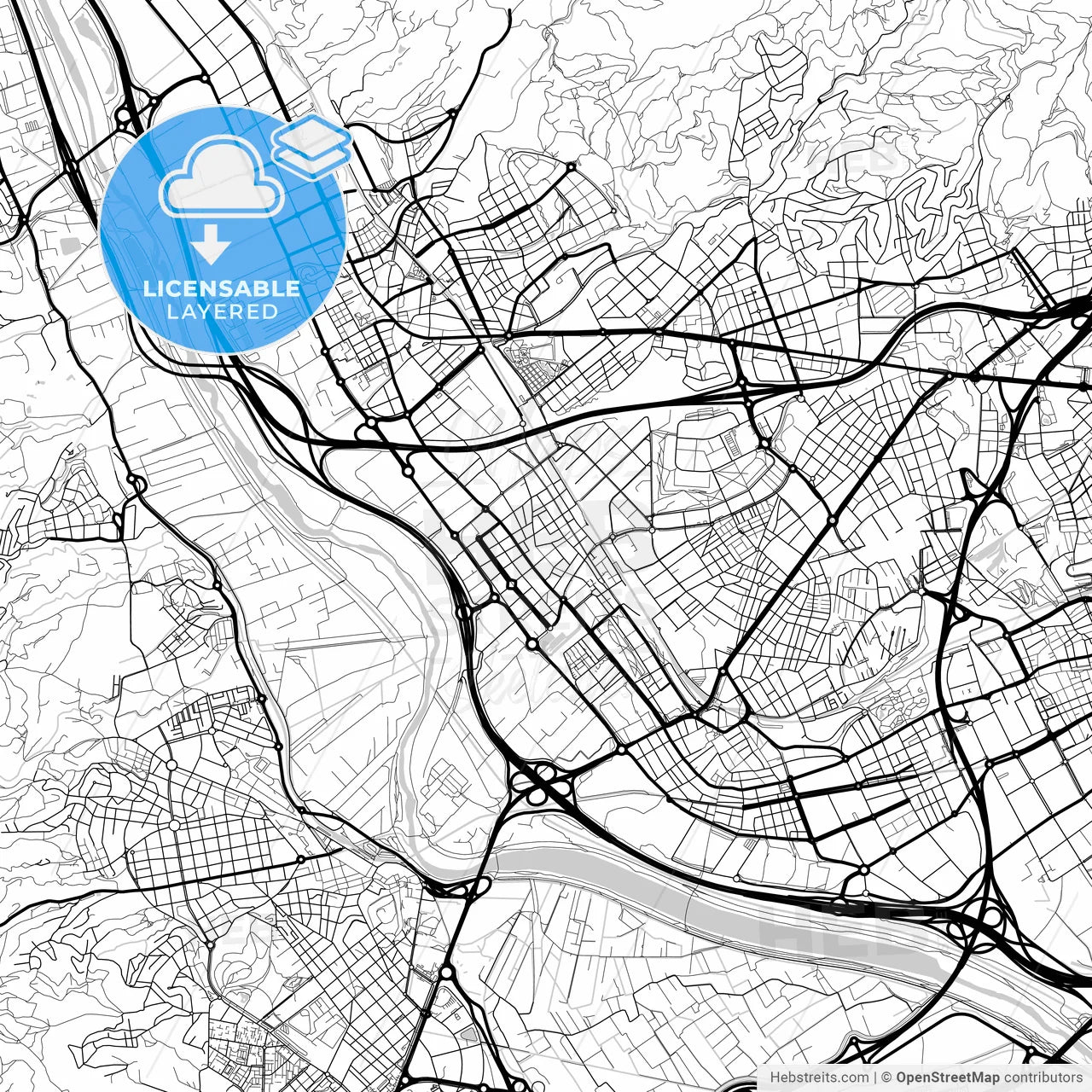 Layered PDF map of Sant Joan Despí, Barcelona, Spain