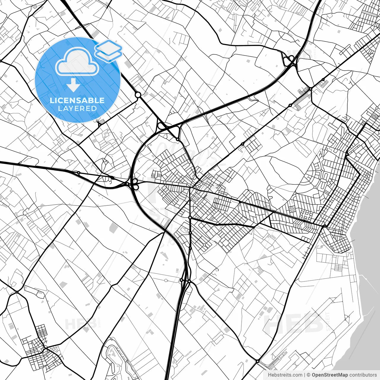 Layered PDF map of San Javier, Murcia, Spain