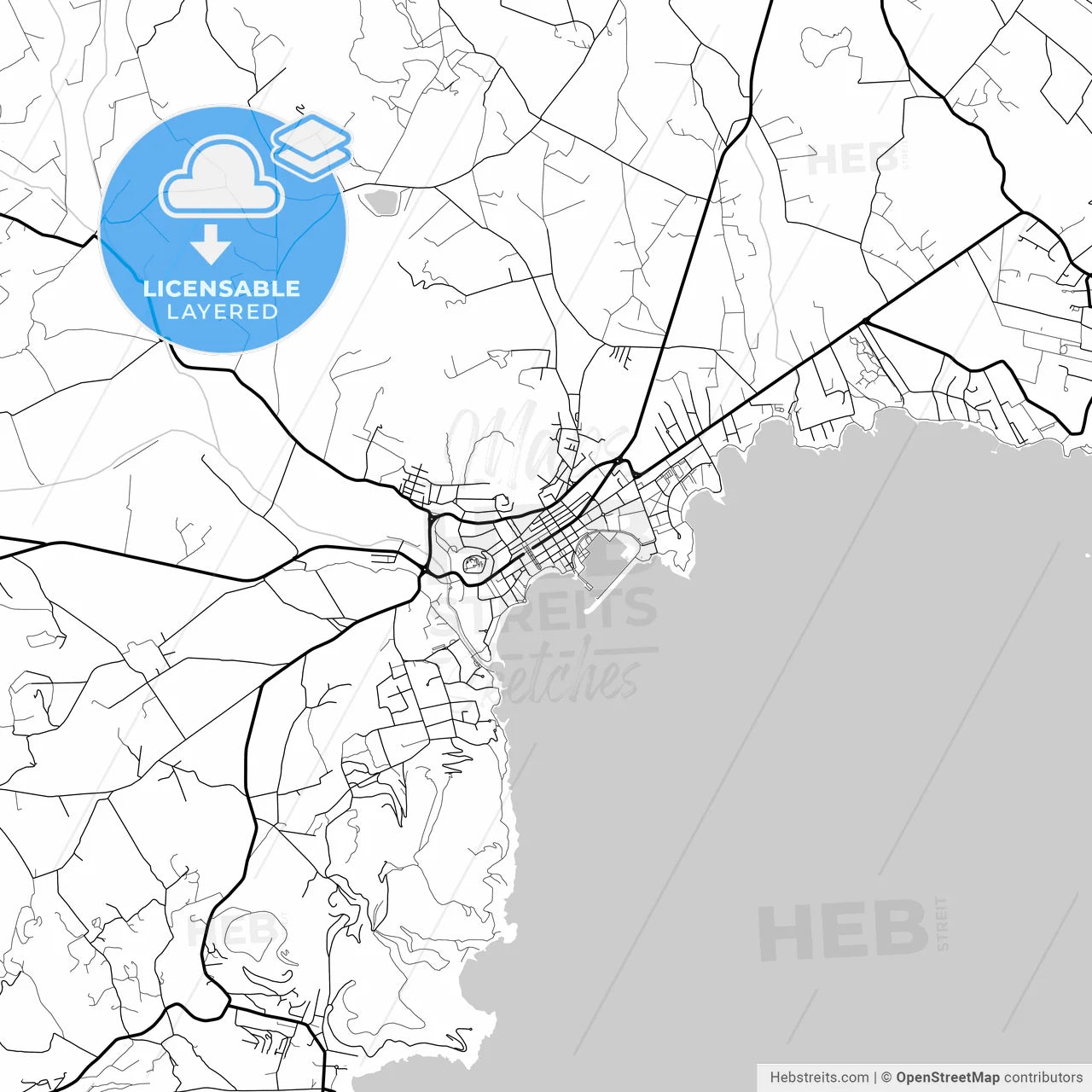 Layered PDF map of Santa Eulària des Riu, Balearic Islands, Spain