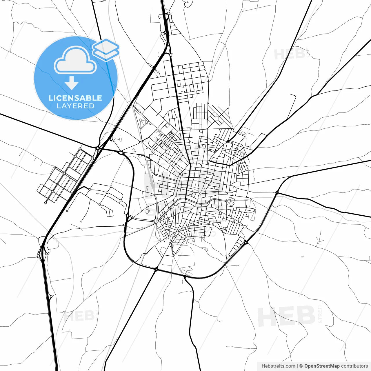 Layered PDF map of Valdepeñas, Ciudad Real, Spain