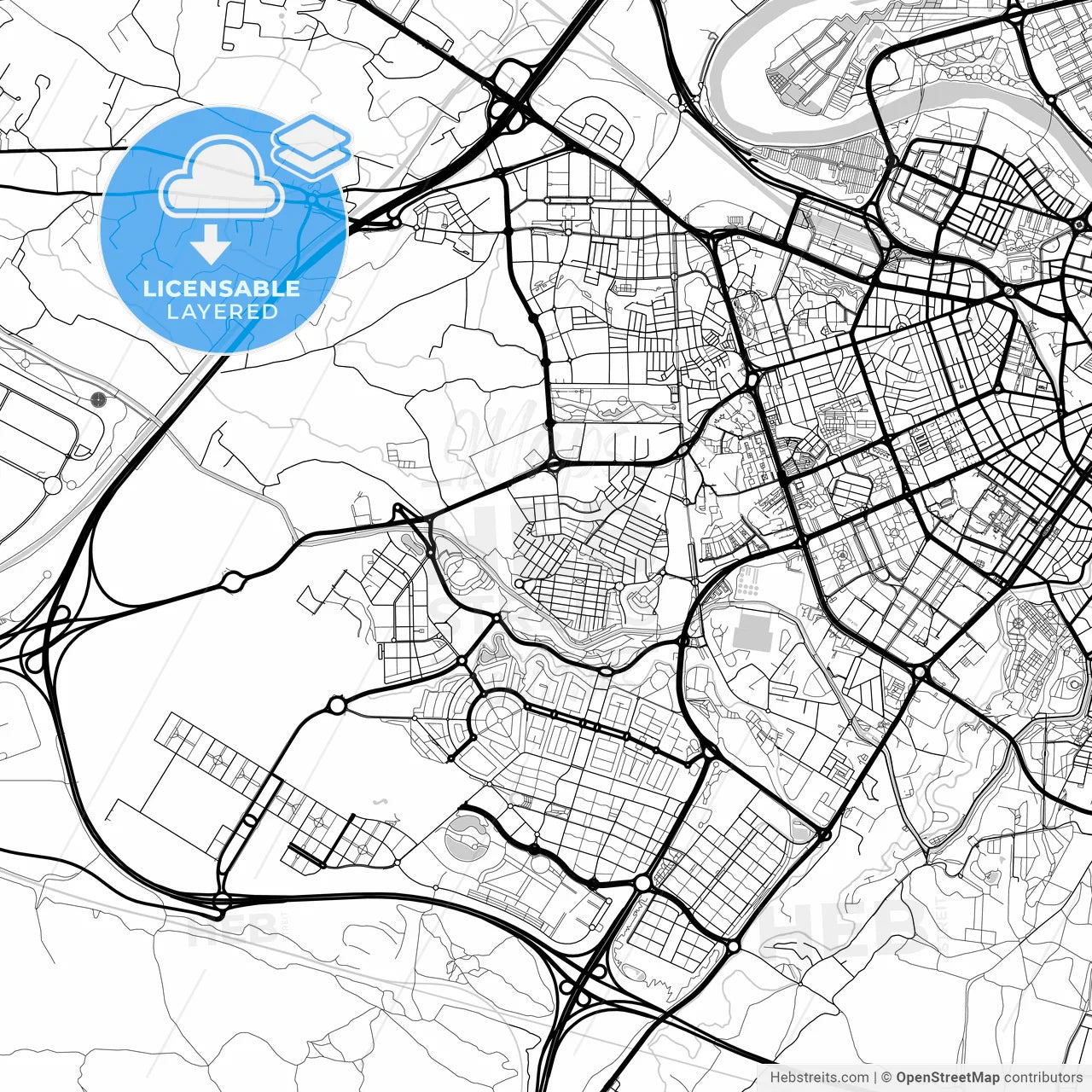 Layered PDF map of Oliver-Valdefierro, 50012 Zaragoza, Spain