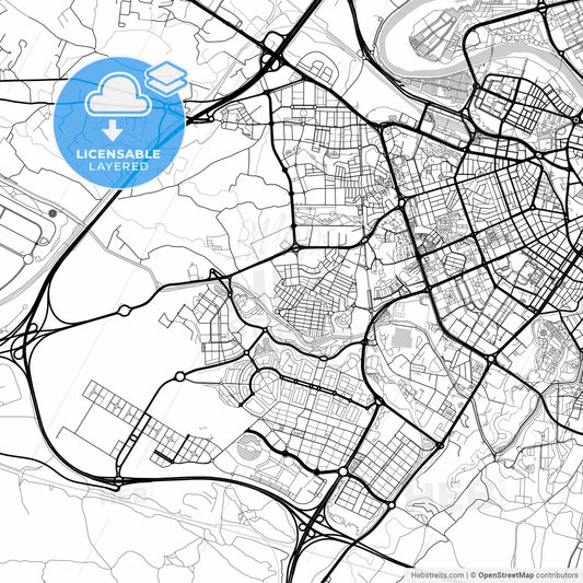 Layered PDF map of Oliver-Valdefierro, 50012 Zaragoza, Spain