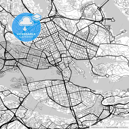 Layered PDF map of Stockholm, Sweden
