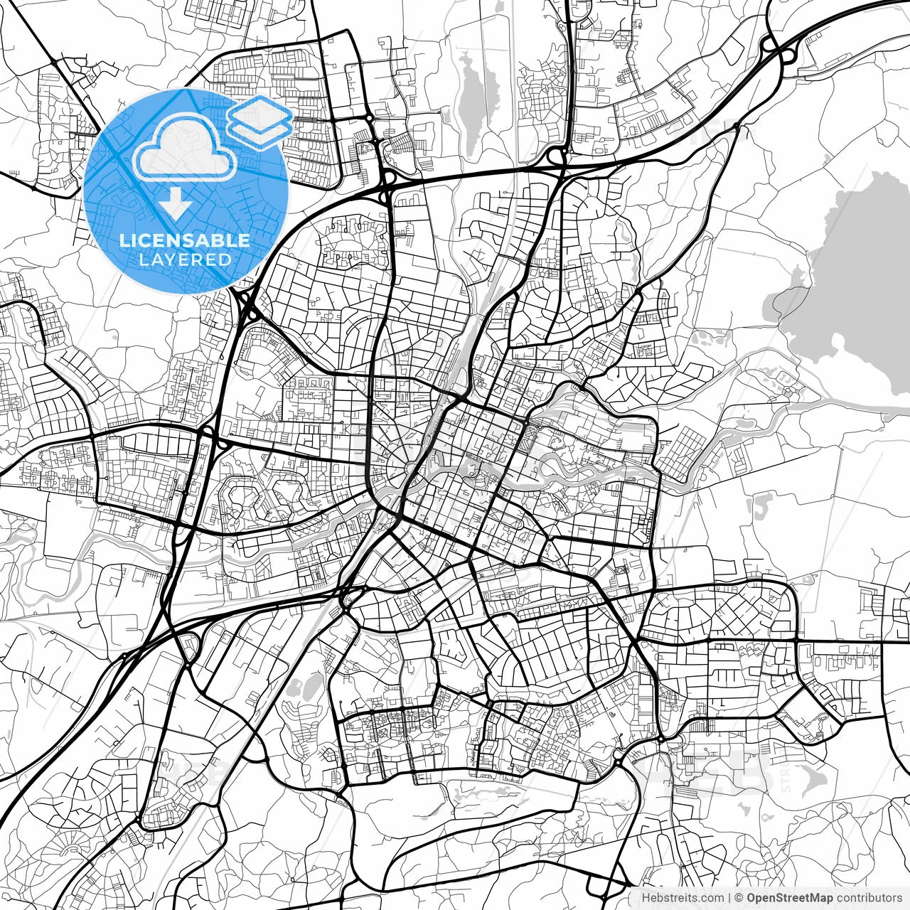 Layered PDF map of Örebro, Sweden