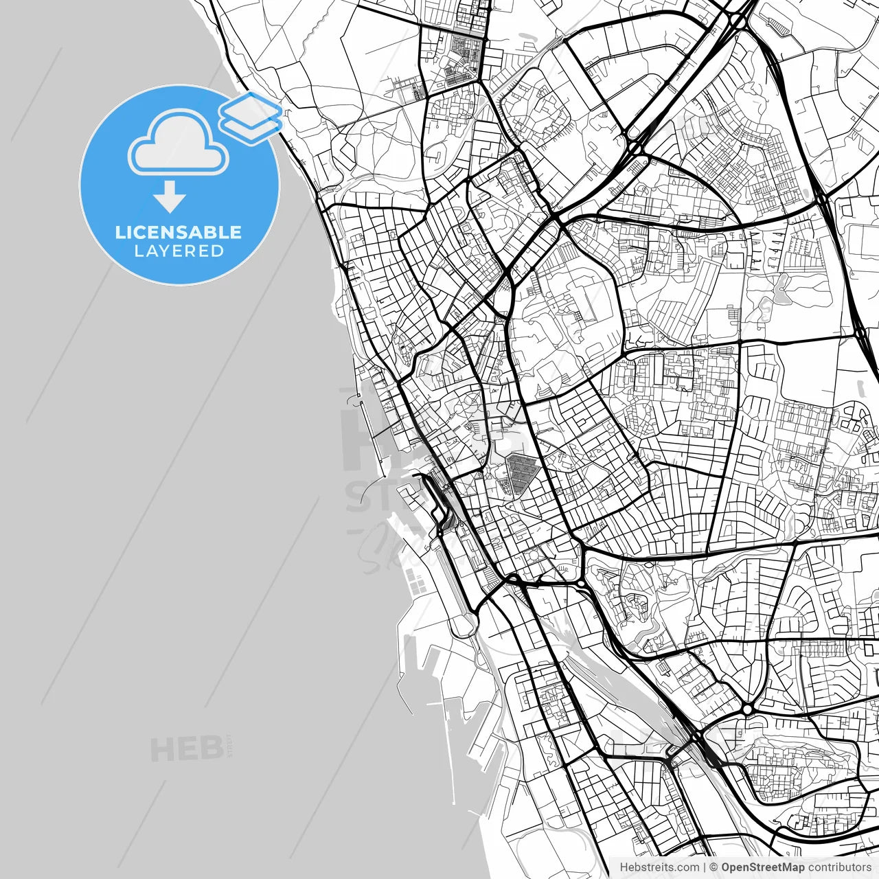 Layered PDF map of Helsingborg, Sweden