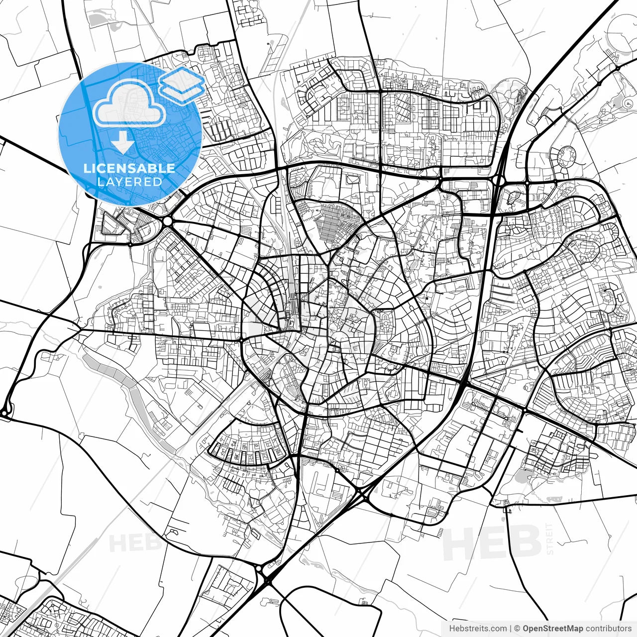 Layered PDF map of Lund, Sweden