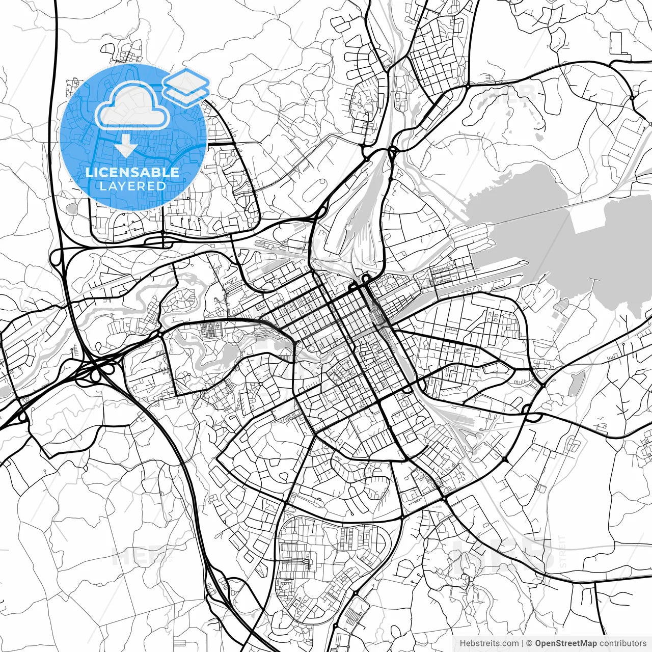 Layered PDF map of Gävle, Sweden