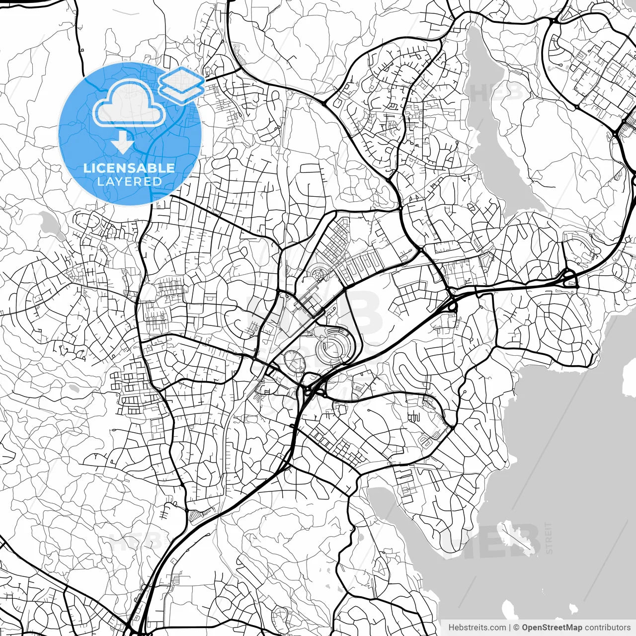 Layered PDF map of Täby, Sweden
