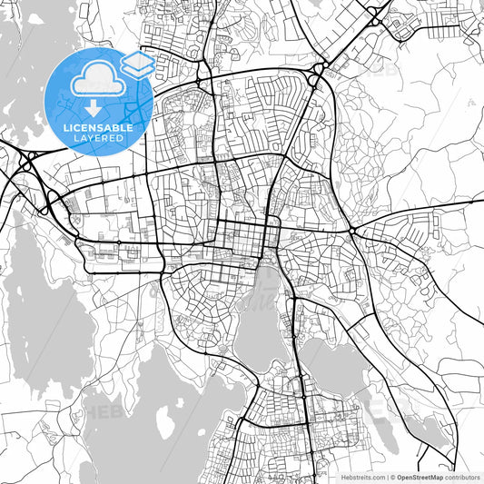 Layered PDF map of Växjö, Sweden