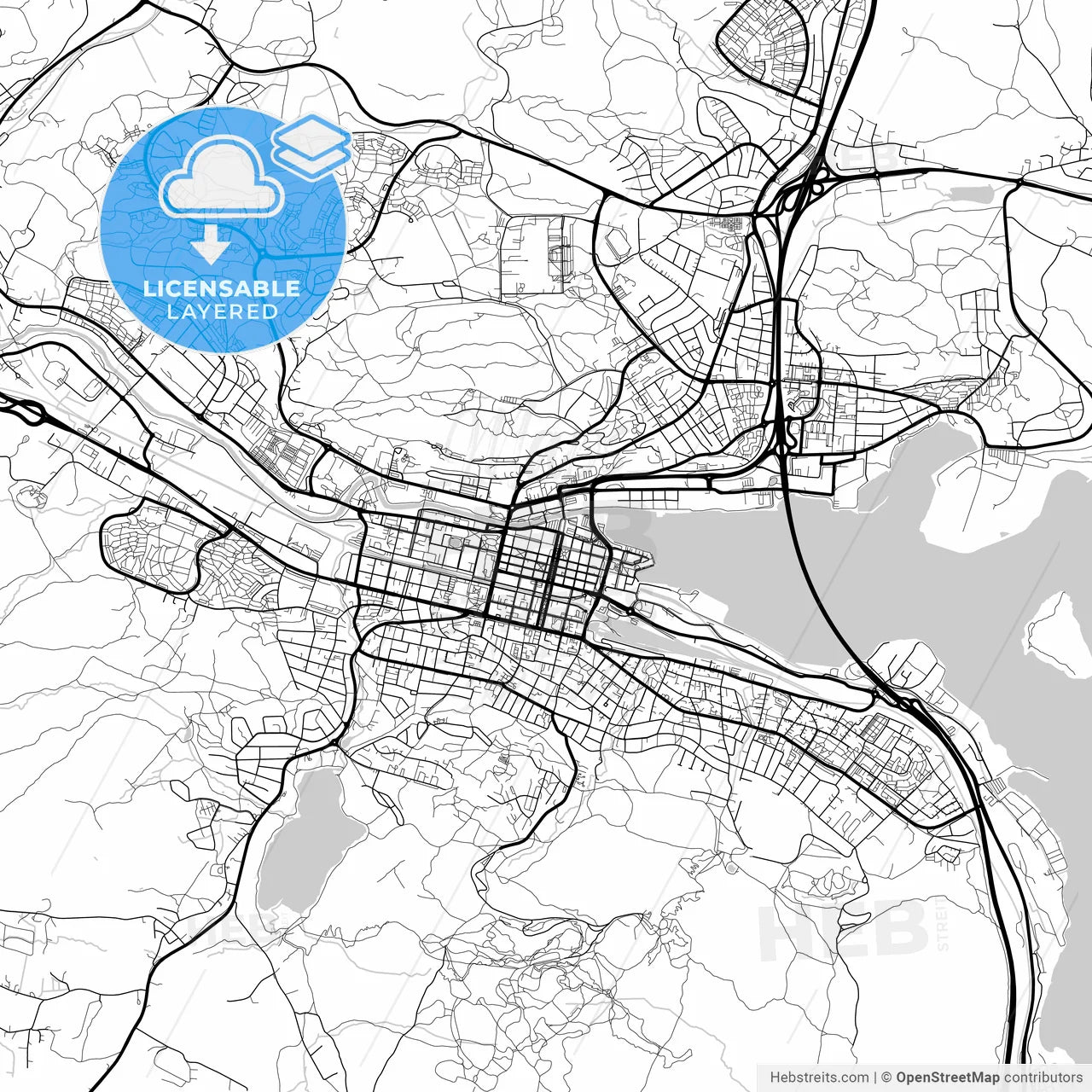 Layered PDF map of Sundsvall, Sweden