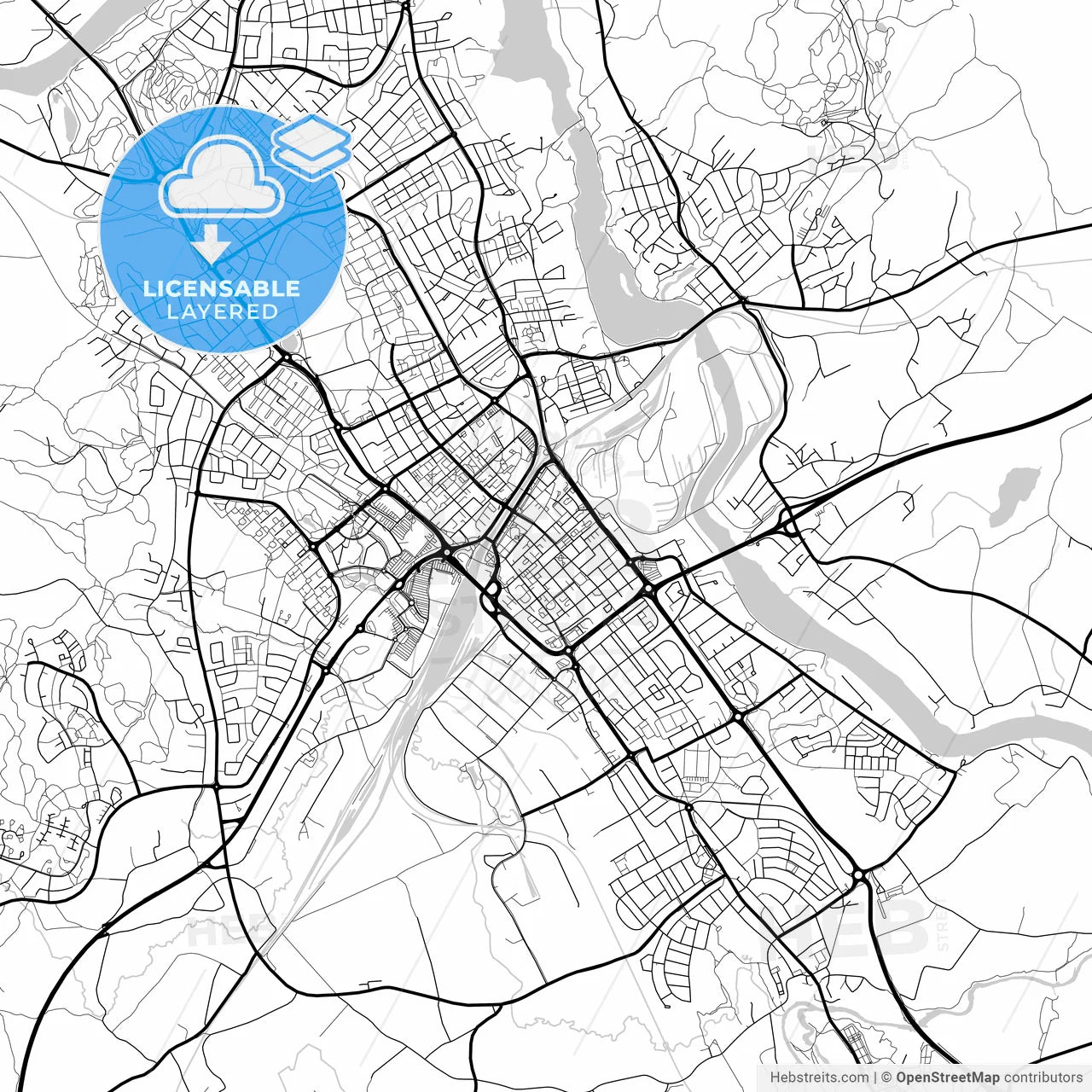Layered PDF map of Borlänge, Sweden