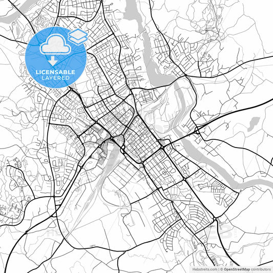 Layered PDF map of Borlänge, Sweden