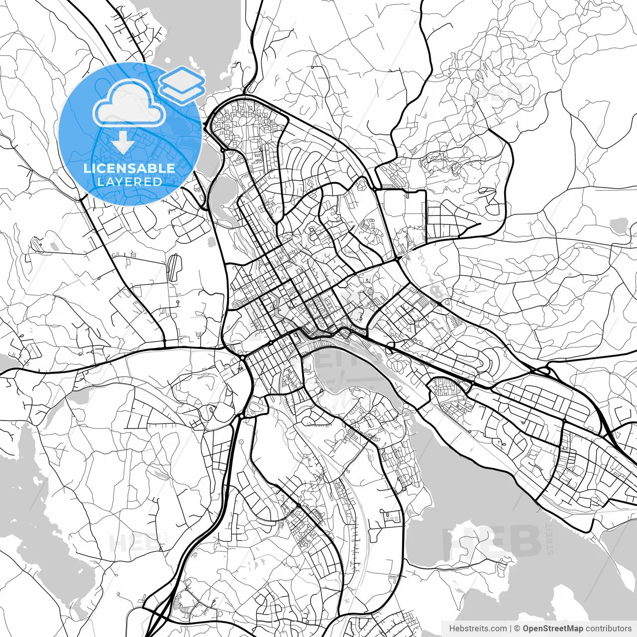 Layered PDF map of Falun, Sweden