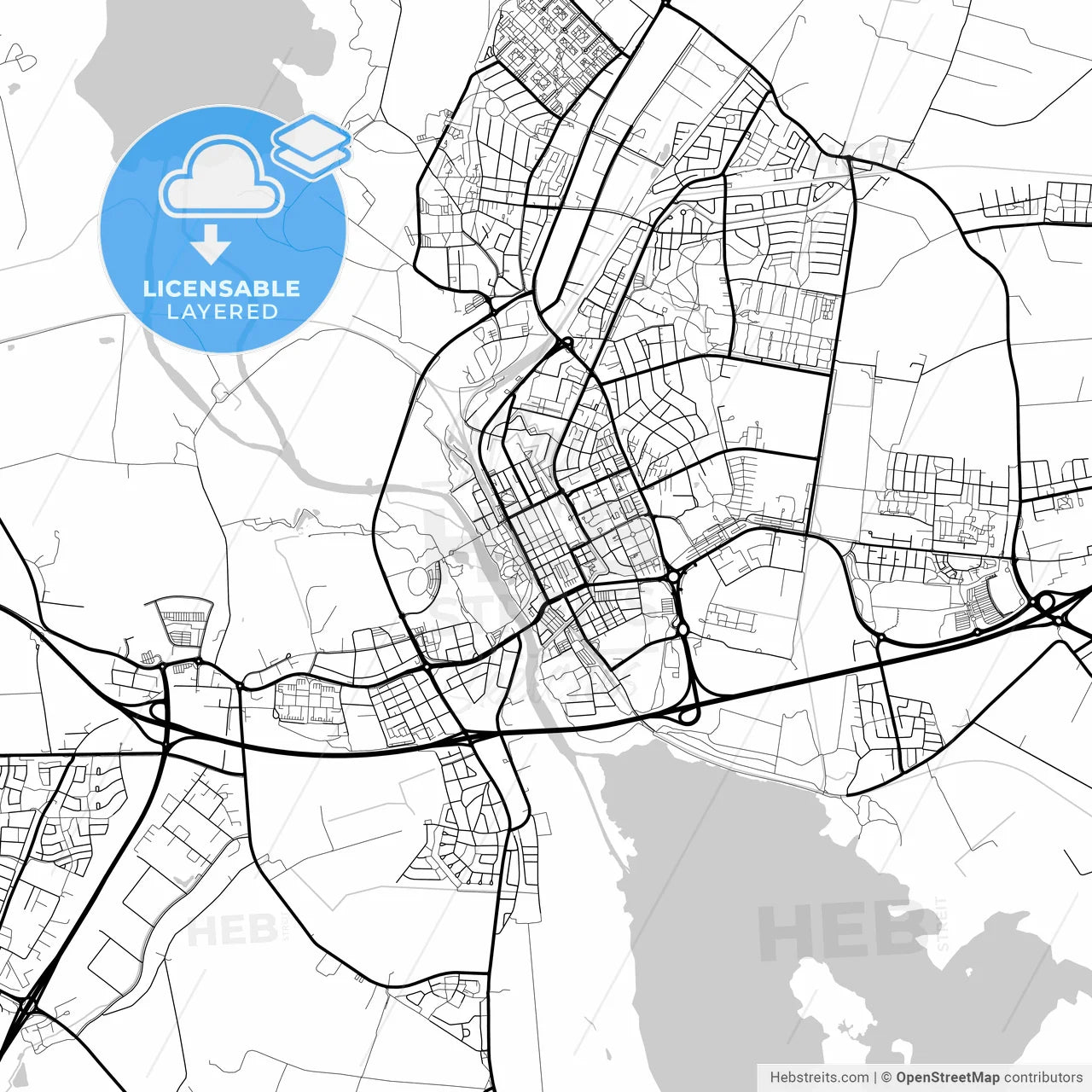 Layered PDF map of Kristianstad, Sweden