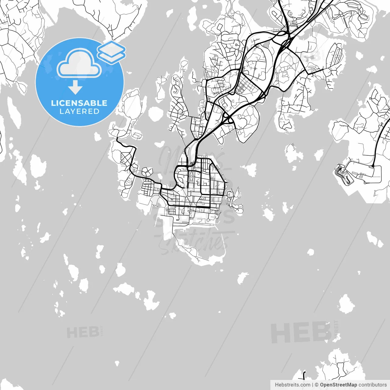 Layered PDF map of Karlskrona, Sweden