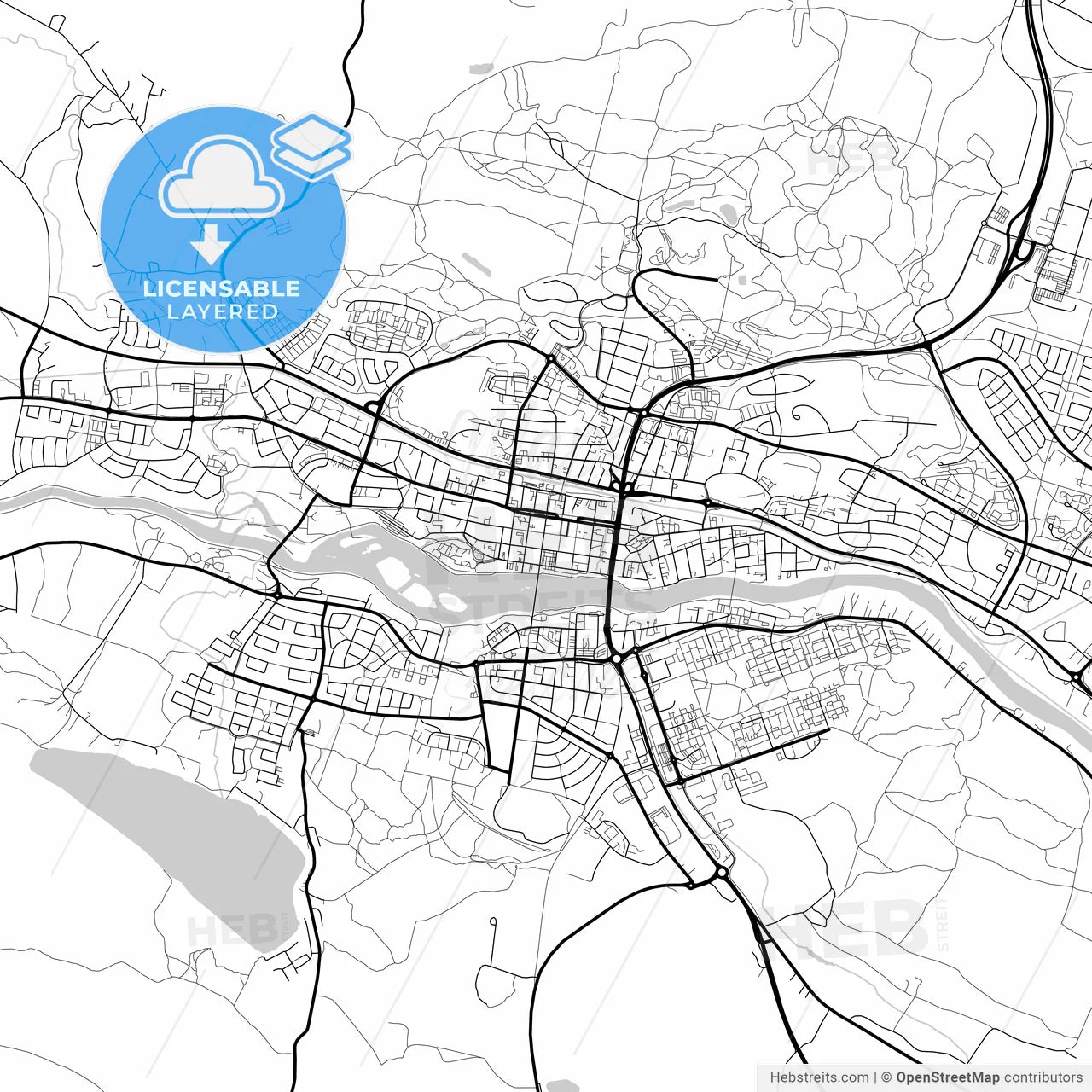 Layered PDF map of Skellefteå, Sweden