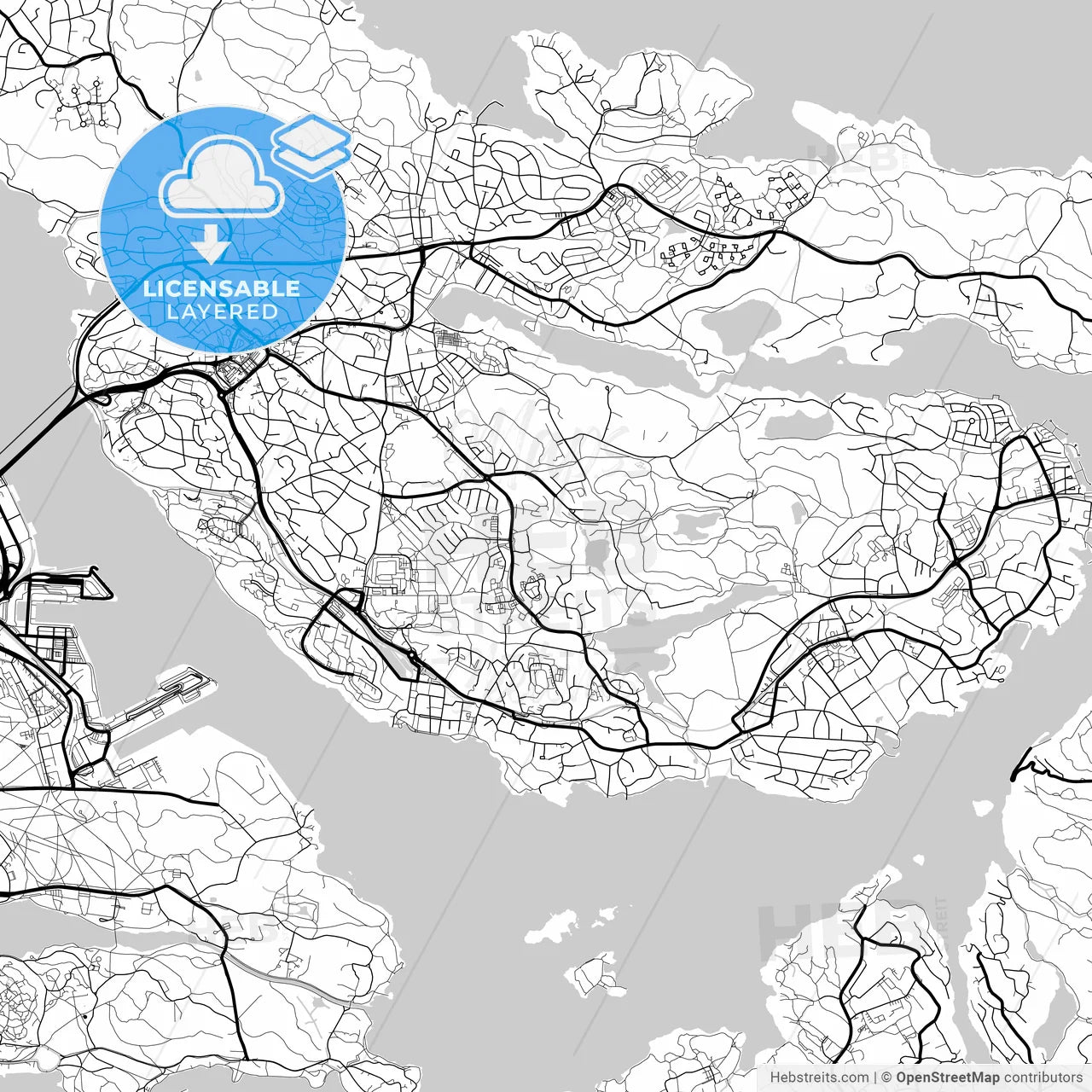 Layered PDF map of Lidingö, Sweden