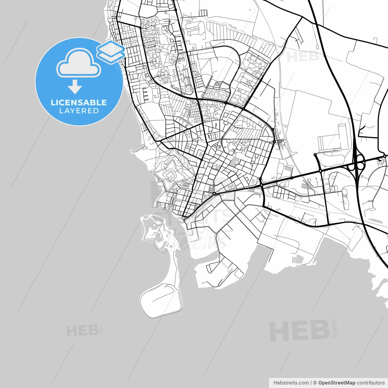 Layered PDF map of Landskrona, Sweden