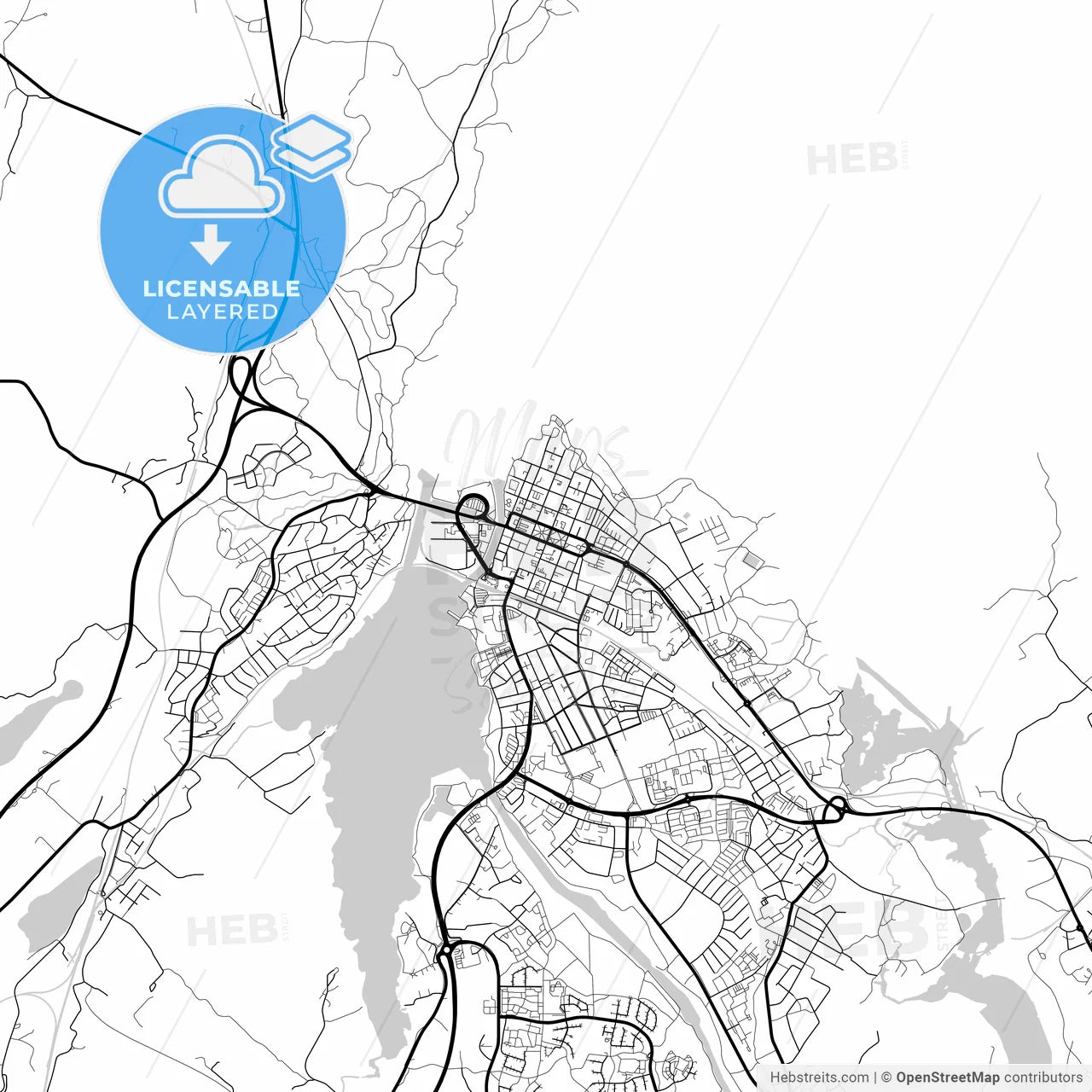 Layered PDF map of Vänersborg, Sweden