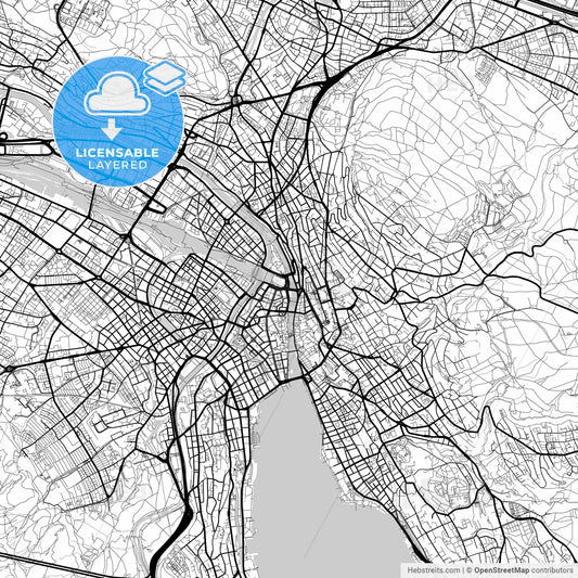 Layered PDF map of Zürich, Switzerland