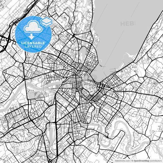 Layered PDF map of Geneva, Switzerland