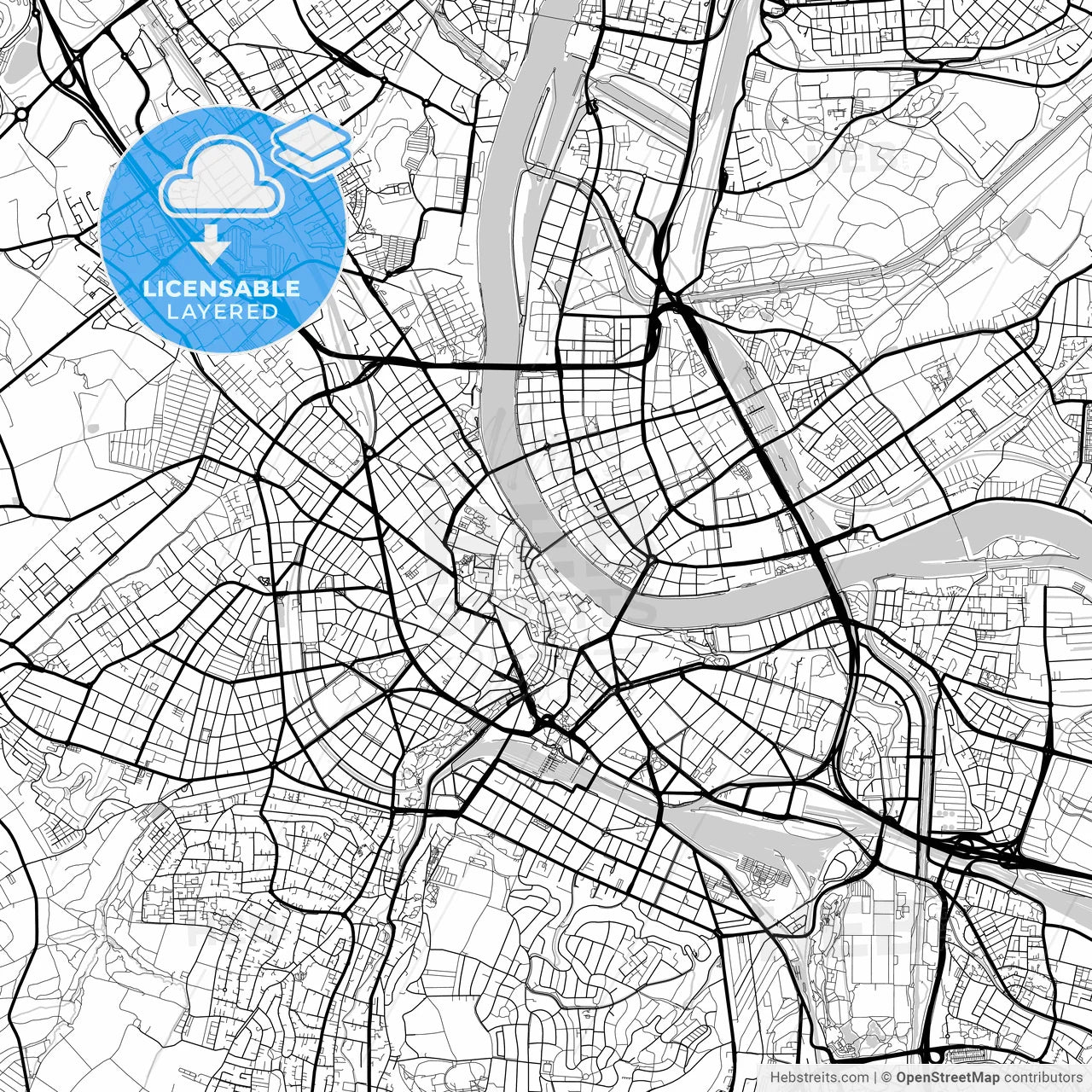 Layered PDF map of Basel, Switzerland