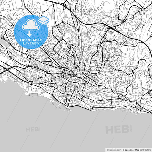 Layered PDF map of Lausanne, Switzerland