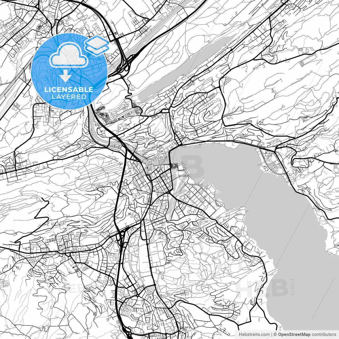 Layered PDF map of Lucerne, Switzerland