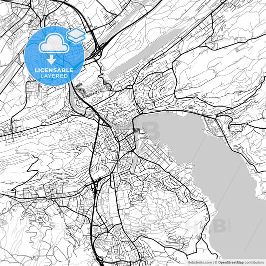 Layered PDF map of Lucerne, Switzerland