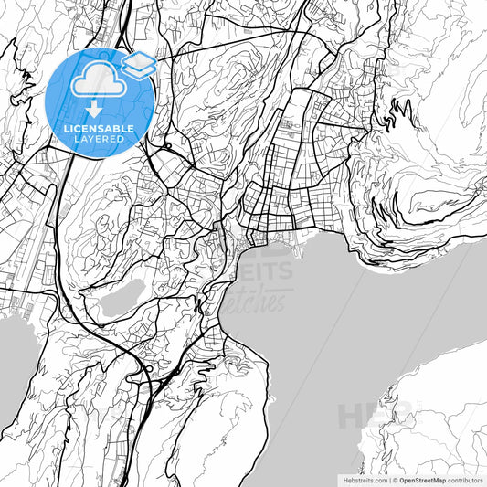 Layered PDF map of Lugano, Switzerland