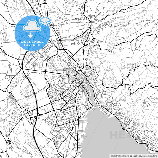 Layered PDF map of Thun, Switzerland