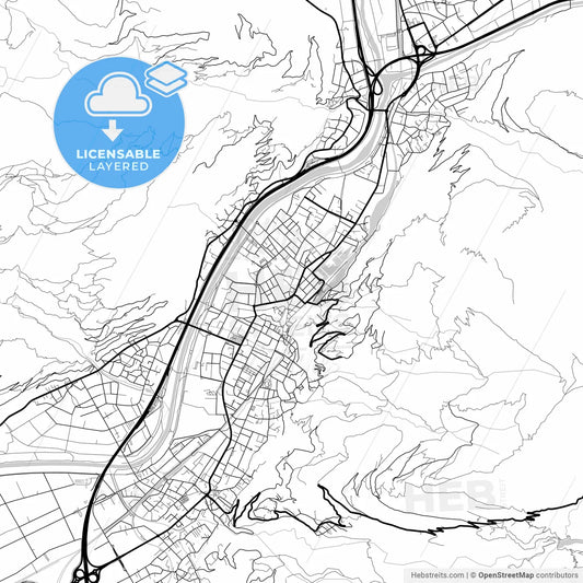 Layered PDF map of Bellinzona, Switzerland