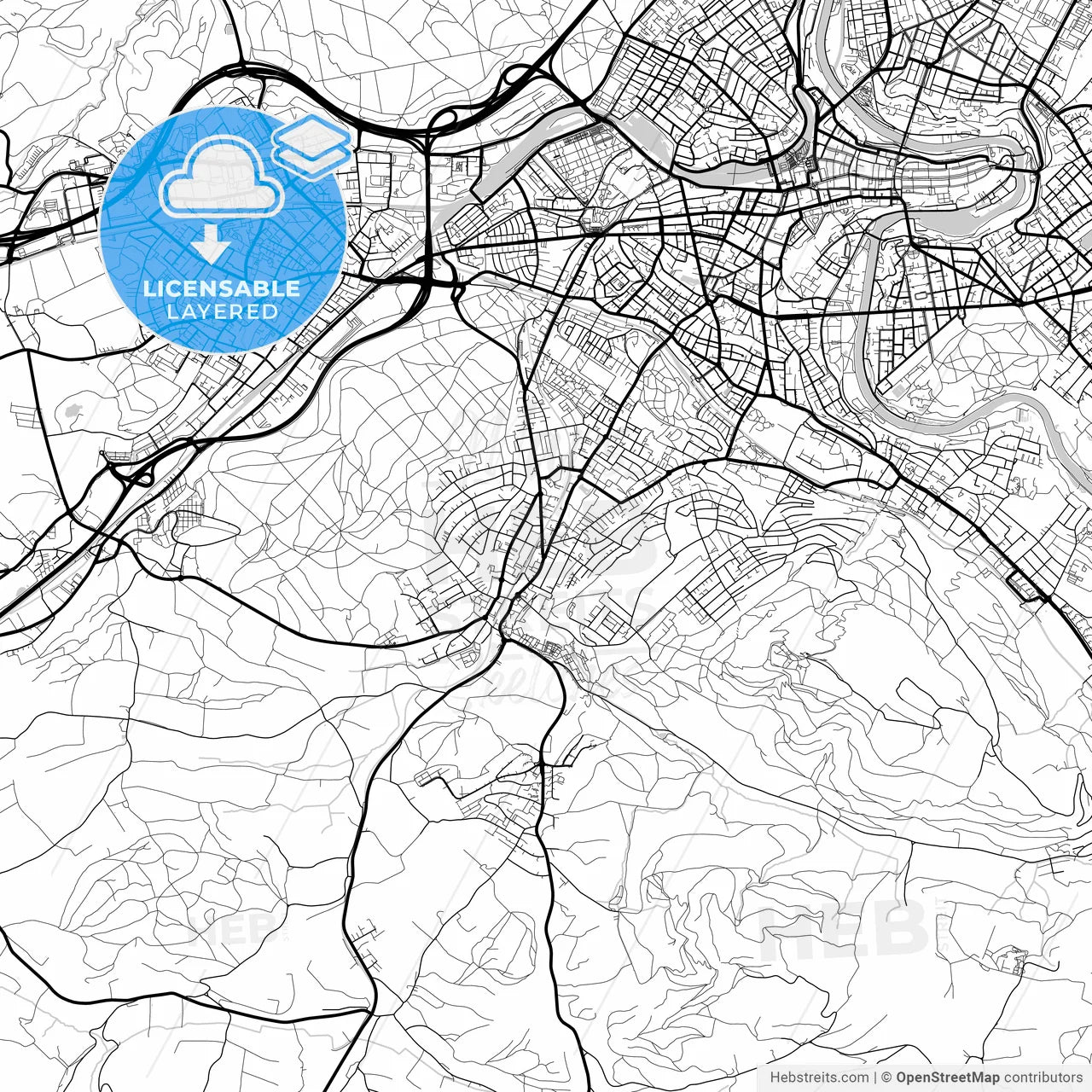 Layered PDF map of Köniz, Switzerland