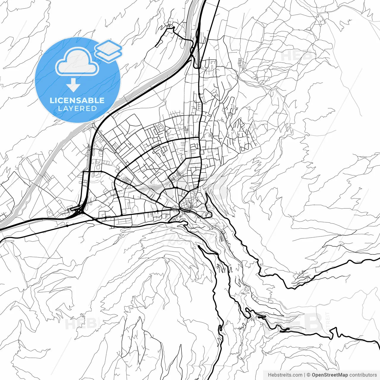 Layered PDF map of Chur, Switzerland
