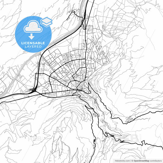 Layered PDF map of Chur, Switzerland