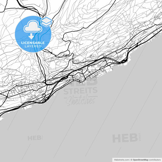 Layered PDF map of Neuchâtel, Switzerland