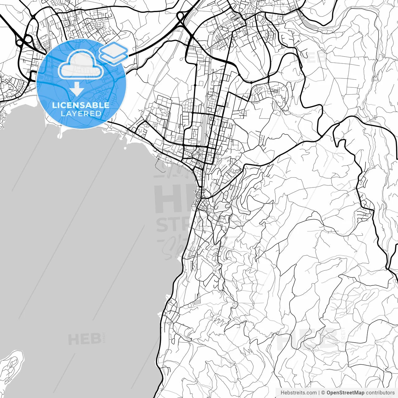 Layered PDF map of Zug, Switzerland