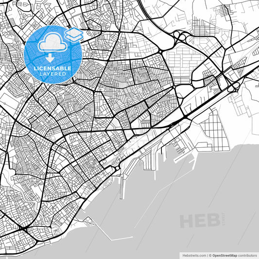 Layered PDF map of Mersin, Mersin, Turkey