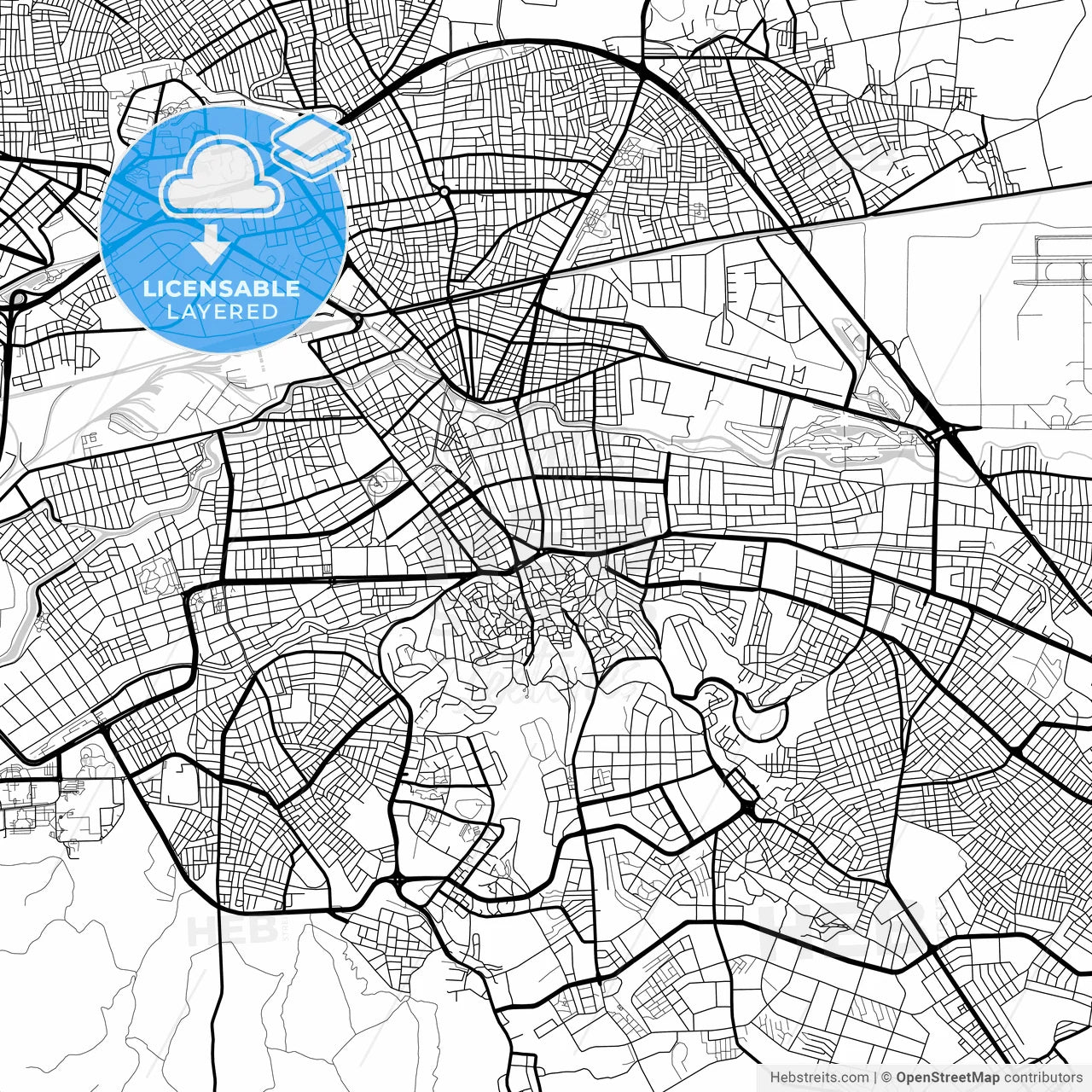 Layered PDF map of Eskişehir, Eskişehir, Turkey
