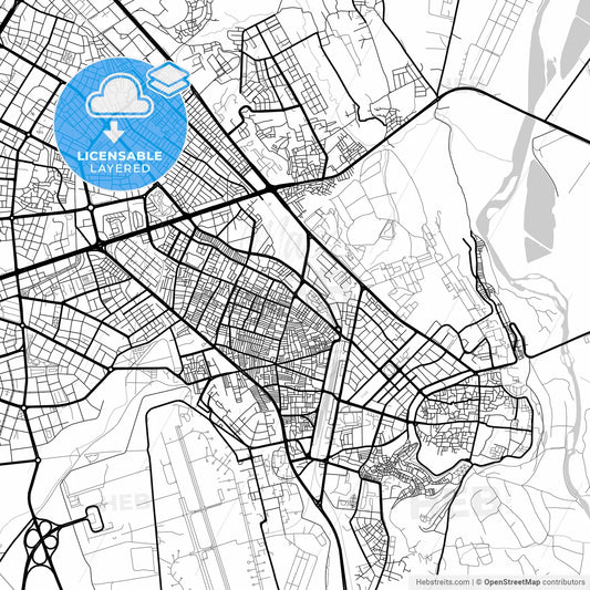 Layered PDF map of Diyarbakır, Diyarbakır, Turkey