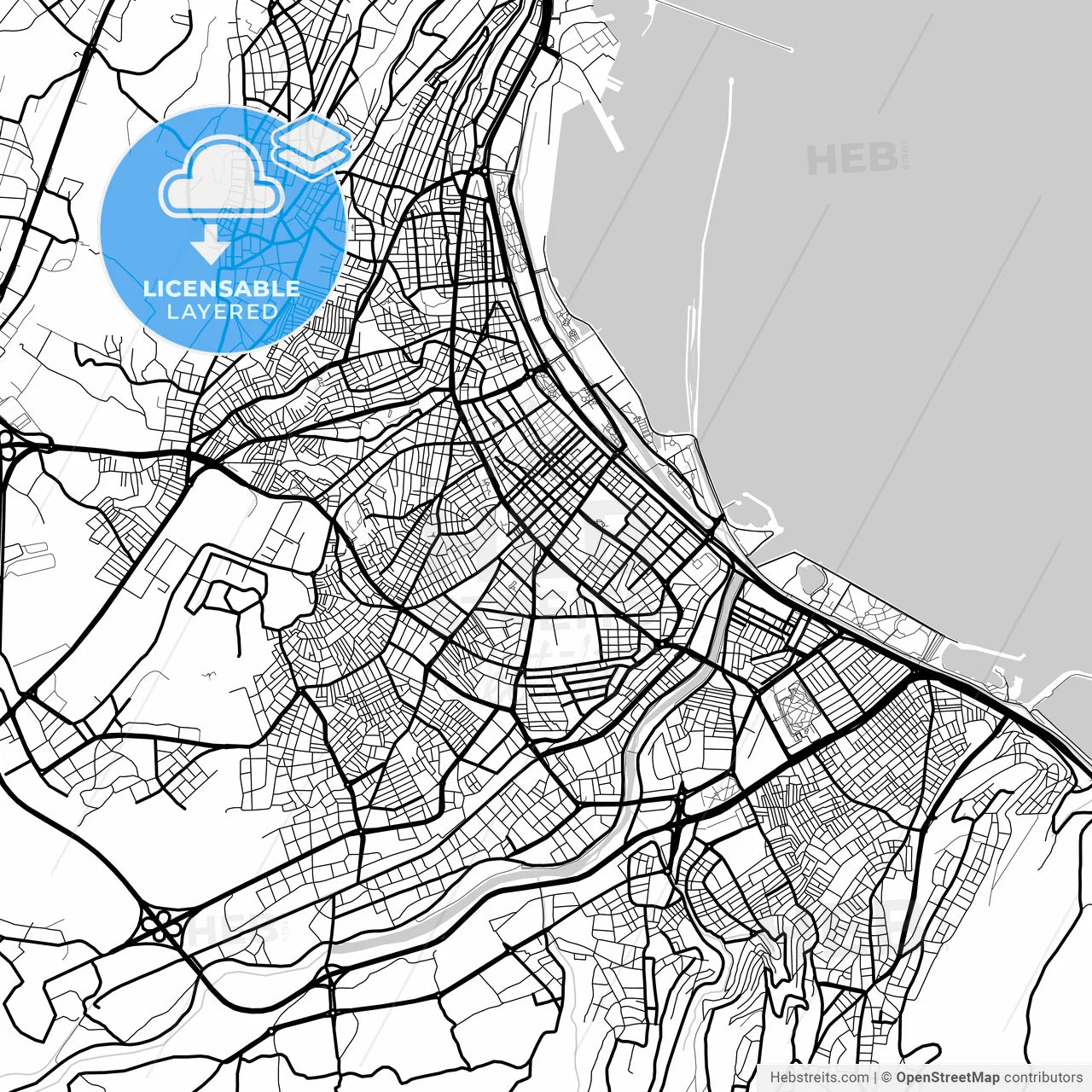Layered PDF map of Samsun, Samsun, Turkey