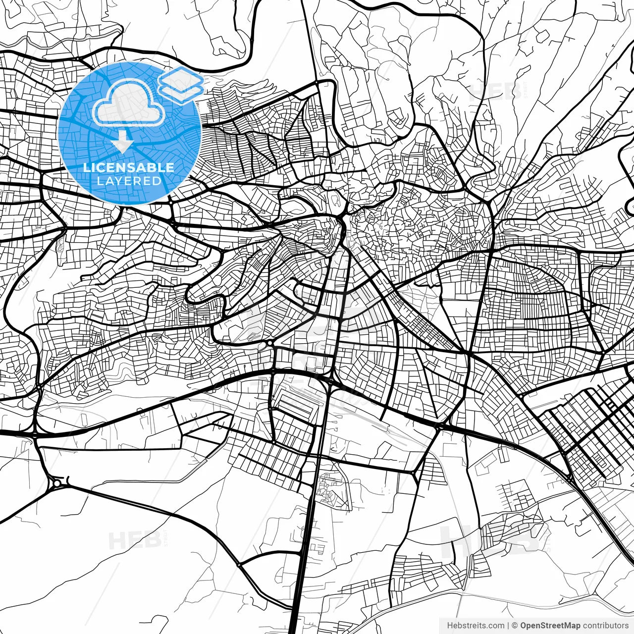Layered PDF map of Kahramanmaraş, Kahramanmaraş, Turkey