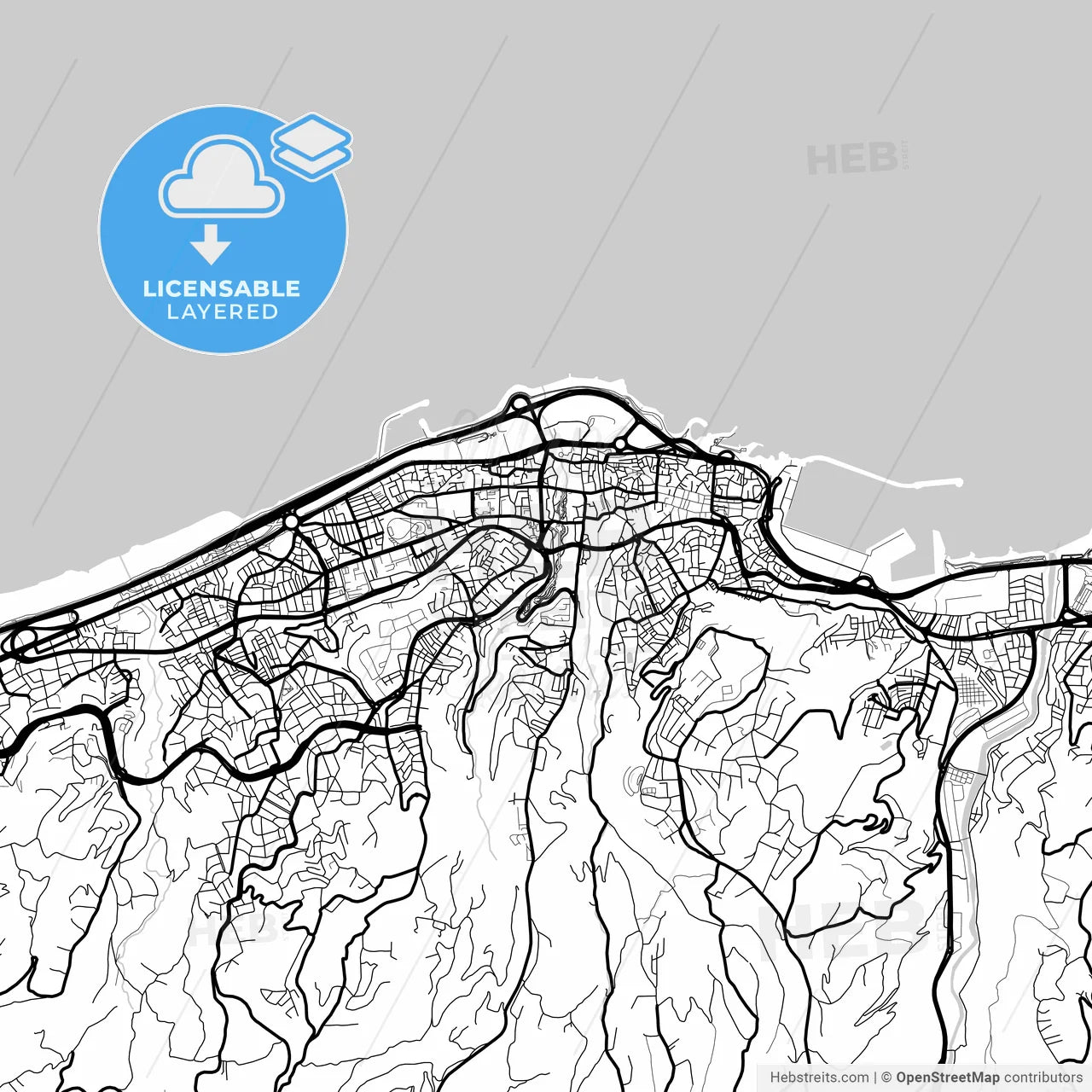 Layered PDF map of Trabzon, Trabzon, Turkey